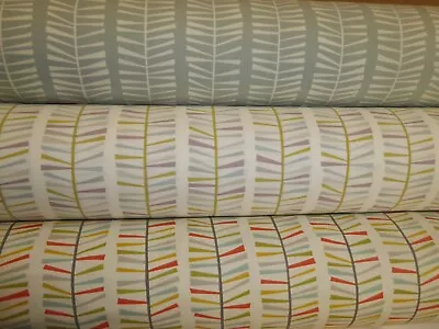 MALMO - Fryetts Cotton Fabric Curtains / Upholstery (Skandi Stripe In 3 Colours) • £1.09