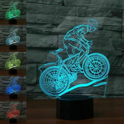 3D Mountain Bike 7 Color Changing LED Night Light Moon Lamp Home Decoration/Gift • $16.48