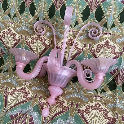 RARE Original Vintage 1969s MURANO Pink Glass Light Sconce Candelabra BEAUTIFUL • $529.16