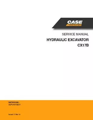 Case Cx17b Hydraulic Excavator Service Manual • $74