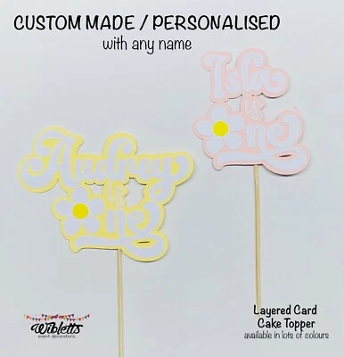 Cute Hippie Daisy Flower Theme Custom Personalised Any Name Is One Cake Topper • $16