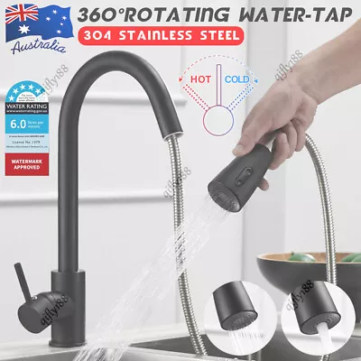 2-Mode Kitchen Mixer Tap Pull Out Black Sink Laundry Faucet Brass Spray Swivel • $39.99