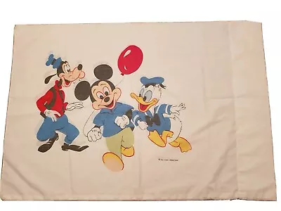 VTG 70s Wamsutta Disney Mickey Mouse Double Sided Percale Std Pillowcase 20x29.5 • $11.50