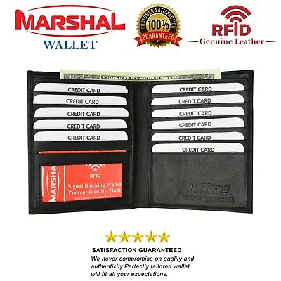 Men's Genuine Leather Bifold Wallet Slim Hipster  Cowhide Credit Card New RFID • $17.99