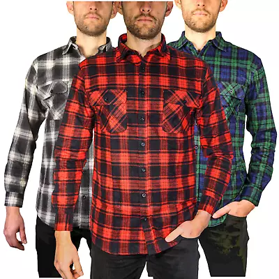 Men's Flannelette Long Sleeve Shirt 100% Cotton Check Authentic Flannel • $79