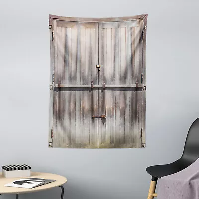 Retro Microfiber Tapestry Wooden Oak Country Gate • £19.99