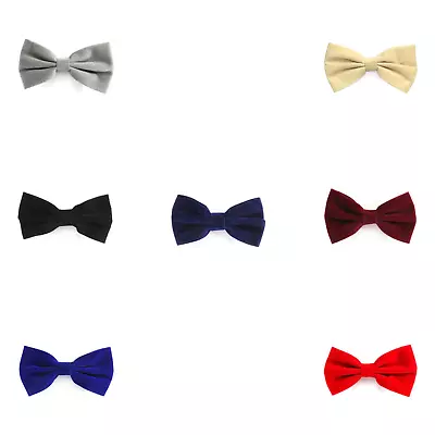 Men's Faux-Velvet Pre-Tied Plain Bow Tie Luxurious Elegance For Every Occasion. • £6.99