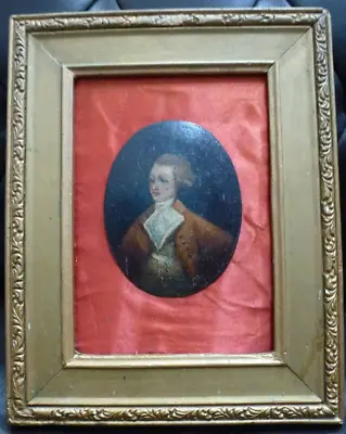 Georgian ? Miniature Military Old Vintage Framed Portrait Painting On Metal • £34.99