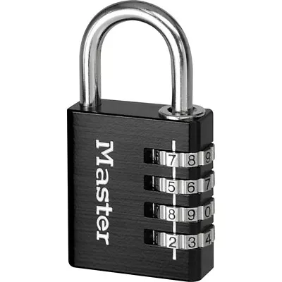Master Lock Combination Padlock Aluminium 40 X 78 X 15mm Black • £9.99
