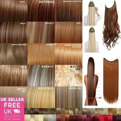 Auburn Ginger Blonde Brown Red Blue 24 Inch Long Curly Straight Hair Extensions • £8.49