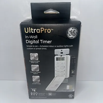 Electric UltraPro In-Wall Digital Timer Indoor And Outdoor White & Almond 53222 • $14.99