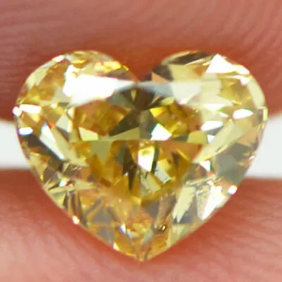 $985 • Buy Heart Shape Diamond Natural Fancy Yellow Loose 0.80 Carat VS2 Enhanced Polished