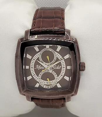 Mens Marc Ecko Big Bold Brown Case Dial Leather Strap Analog Watch E12566G1 I6 • $64.99