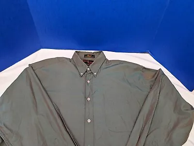 Corporate Casuals Mens L  Green Brown Holographic Chameleon.  Neat  Shirt V572 • $21.91