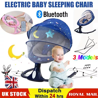 UK Electric Remote Baby Swing Infant Cradle Bouncer Rocker Chair Music Bluetooth • £69.99