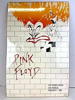 $99 • Buy Pink Floyd 1980 Scarce The Wall Los Angeles Concert Poster Printed 1982