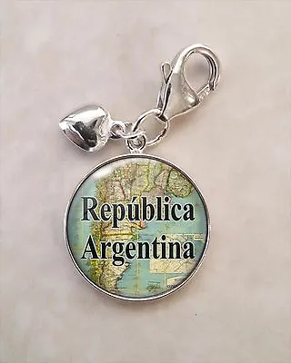 Choose South American City Or Country Vintage Map .925 Sterling Silver Charm • $36.50