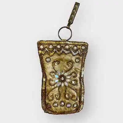 $24 • Buy Vintage Beaded Coin Purse Gold