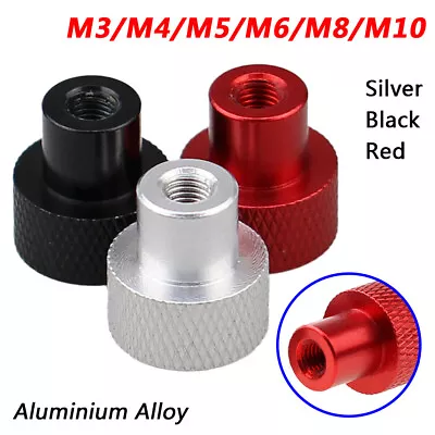 Knurled Thumb Nut W Collar Blind Hole Hand Knob Anodized Aluminum M3/4/5/6/8/10 • $2.75