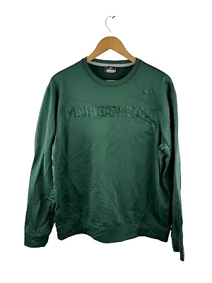 VINTAGE Michigan State Pullover Jumper Mens Size L Green Logo Nike Therma Fit • $59.95