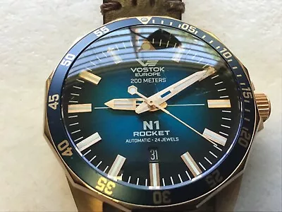 Vostok Europe N1 Rocket Automatic Watch Blue Dial Rose Gold Case • $175