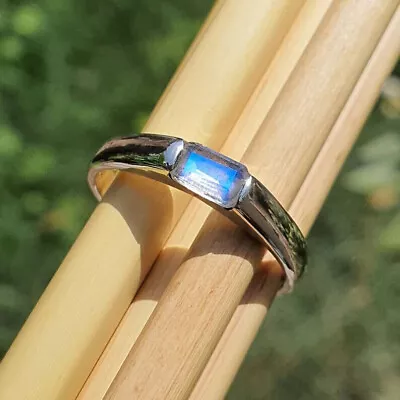 Solid 925 Sterling Silver Blue Moonstone Gemstone Handmade Men's Ring Size • $42.99