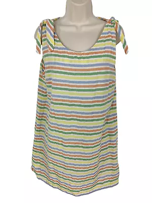 Womens Boutique By Jaeger Size Medium M Multi Stripe Tie Straps Beach Mini Dress • £24.99