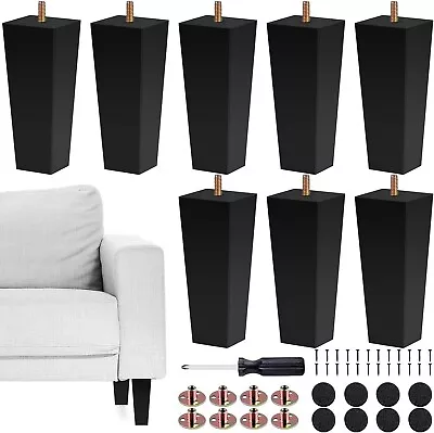 Set Of 8 Furniture Legs 6 Inch Square Solid Wood Couch Legs Sofa Legs U3 • $53.55