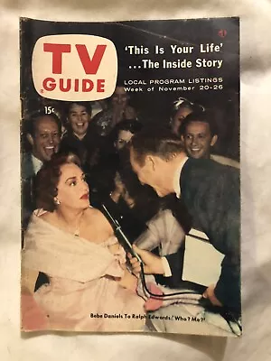 Nov 20-1954 TV Guide(BEBE DANIELS/THIS IS YOUR LIFE/CORLISS ARCHER/MARY HARTLINE • $12.99