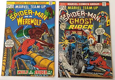 MARVEL TEAM-UP 12 & 15 (1973) WEREWOLF & 1st SPIDER-MAN / GHOST RIDER Team-up • $29.95