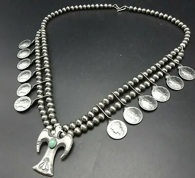 Buffalo Dancer TAOS Coin Silver NECKLACE Mercury Dime Blossoms EAGLE PENDANT • $895