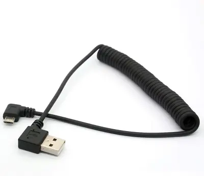 Openii Angled USB Cable Spring Coiled USB To Micro-Usb Extension Cord 90 Degree • £11.37