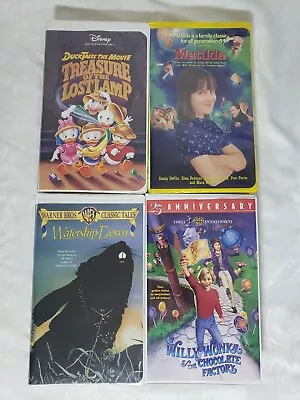 VHS Family 4 Films Watership Down Charlie Chocolate Factory Duck Tales Matilda • $8