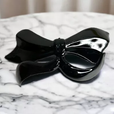 Vintage Large Black Plastic Bow Shape Barrette Long Hair Clip Made In France • $7.49