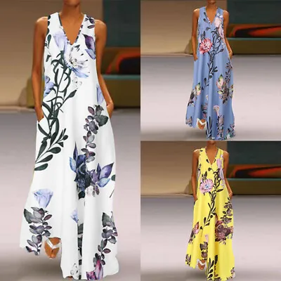 $18.99 • Buy ZANZEA Women Summer Evening Cocktail Party Dress A-Line Sleeveless Maxi Sundress