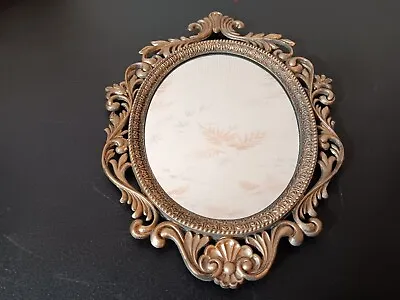Antique Gold Gilt Metal Wall Hanging Mirror (Made In Italy) • $39.99