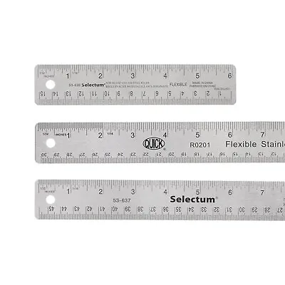 3pcs Stainless Steel Rulers With Non-Skid Backing 6  12  18  Inch Metric Ruler • $15.04