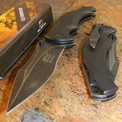 MTech Xtreme BLACK G10 Spring Assisted Opening Stone Wash Folding Pocket Knife • $13.25