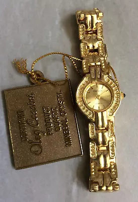 Oleg Cassini Women's Watch Round Gold Dial On A Gold Linked Band NEW VINTAGE! • $29.99