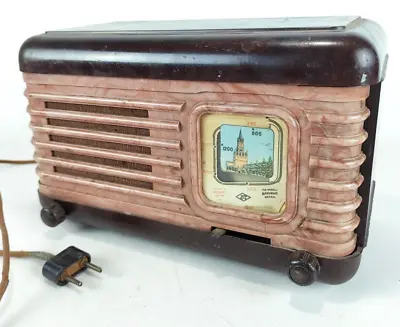 Vintage USSR Radio Moskvich V Art Deco Bakelite Tube Radio 2-Band For Parts • $125