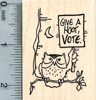 Voting Owl Rubber Stamp Give A Hoot Vote. J32015 WM • $19