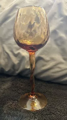 Empoli Amber Optic Vintage Snifter Italian Tall Wine Glass Spiraled Stem • $40