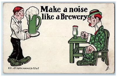 1907 Man Drink Alcohol Make A Noise Like Brewery Oak Harbor Ohio OH Postcard • $9.72