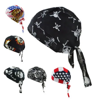 Cotton Biker Skull Cap Motorcycle Bandana Head Wrap Du Doo Do Rag Black Hat Lot • $2.75