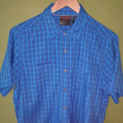 Mammut Short Sleeve Shirt Size M Blue Check Climbing Treking • £25