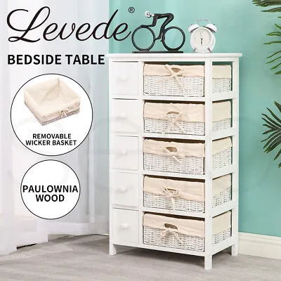 Levede Storage Cabinet Side Table Bedside Tables Chest Of 5 Drawers Tallboy • $109.99