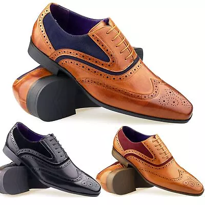 New Mens Leather Brogues Italian Style Lace Up Shoes Smart Casual Form Size UK • £24.99