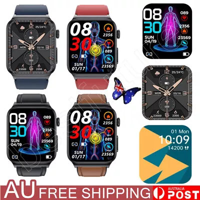 $76.59 • Buy E500 Blood Glucose Smart Watch ECG Monitoring Blood Pressure Fitness Tracker AUS