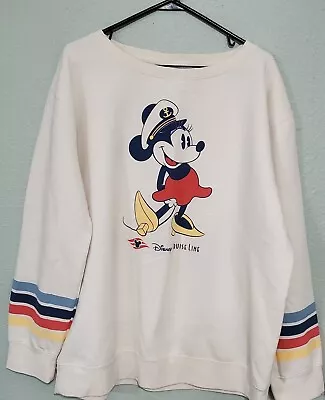 Women’s Minnie Mouse Disney Cruise Line Sweatshirt Cream Beige 3XL Stripe Sleeve • $23