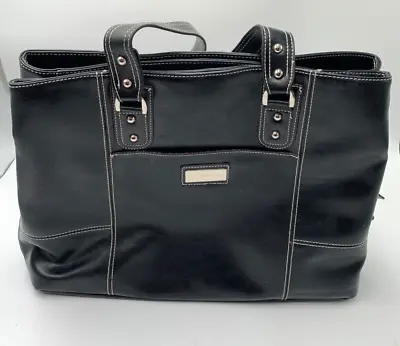 Franklin Covey Faux Leather Laptop Briefcase Tote Purse Bag Black • $18.56